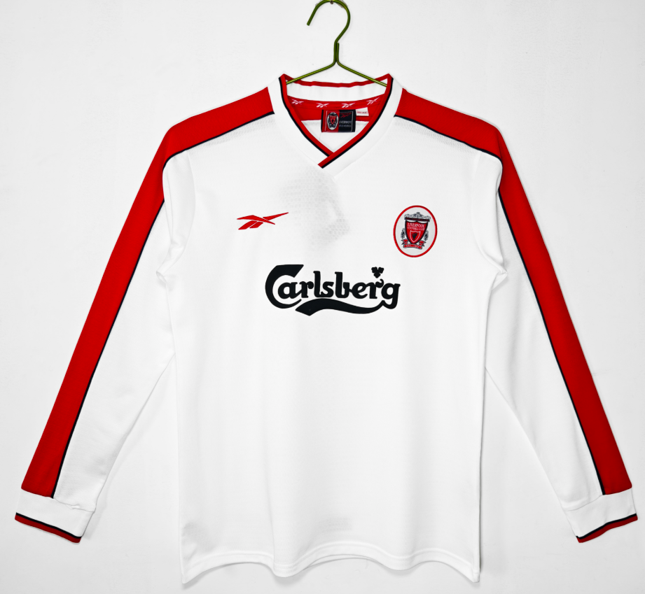 Retro 1998 Liverpool Visita Blanca Manga Larga