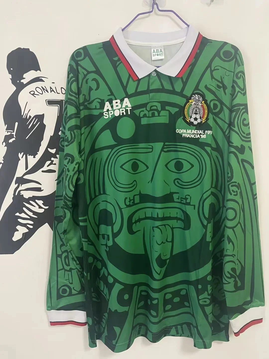 Retro mexico 1998 verde manga larga