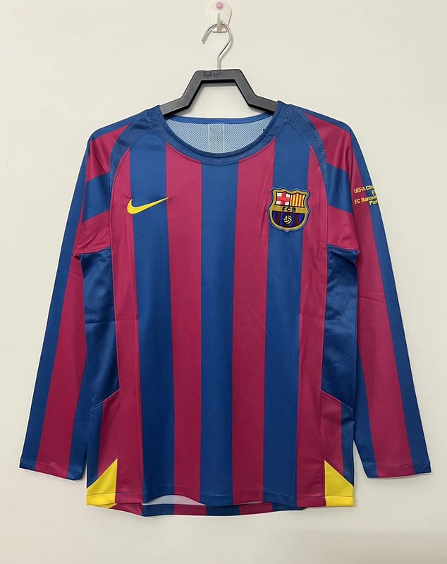 Retro 05/06 Barcelona Local Manga Larga Champions League